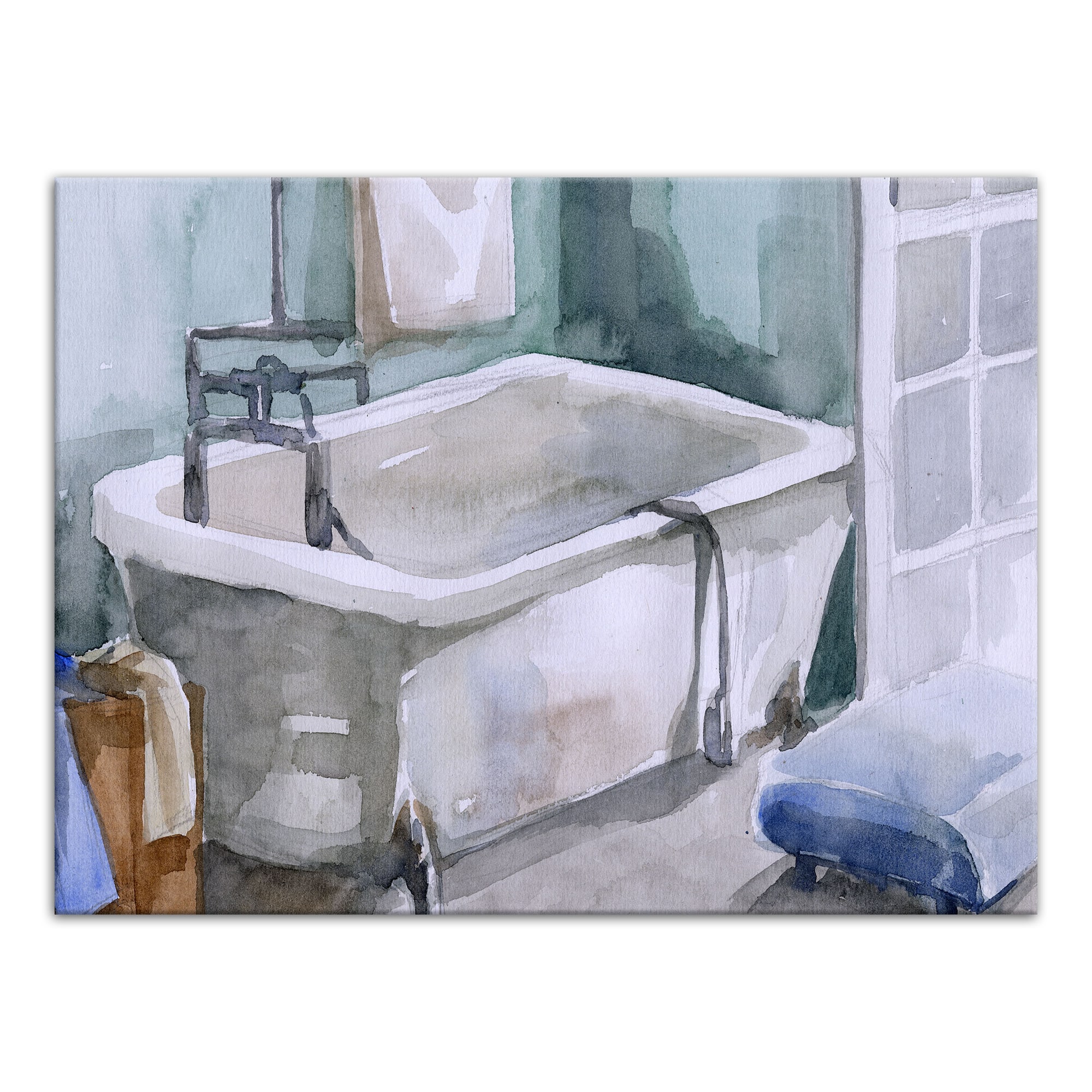 Bathroom Scene 16" x 12" Canvas Wall Art